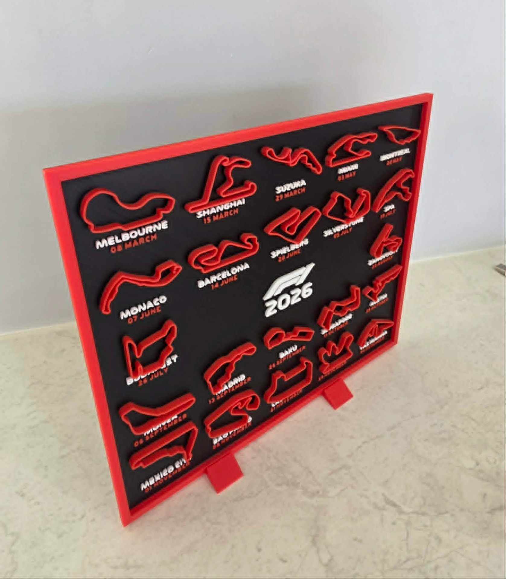 F1 2026 Race Calendar Board